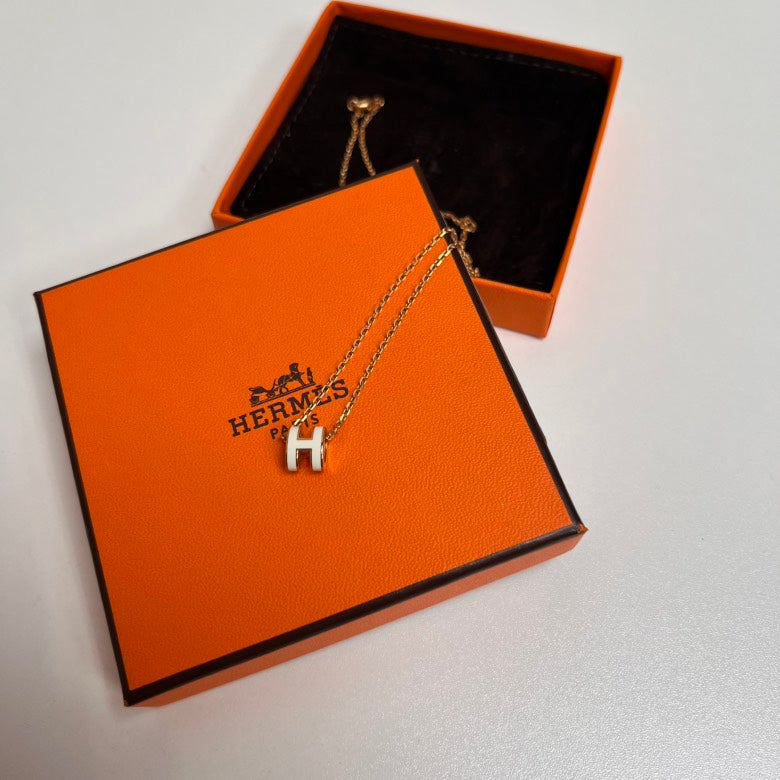 Hermes Pop H Necklace White Necklace