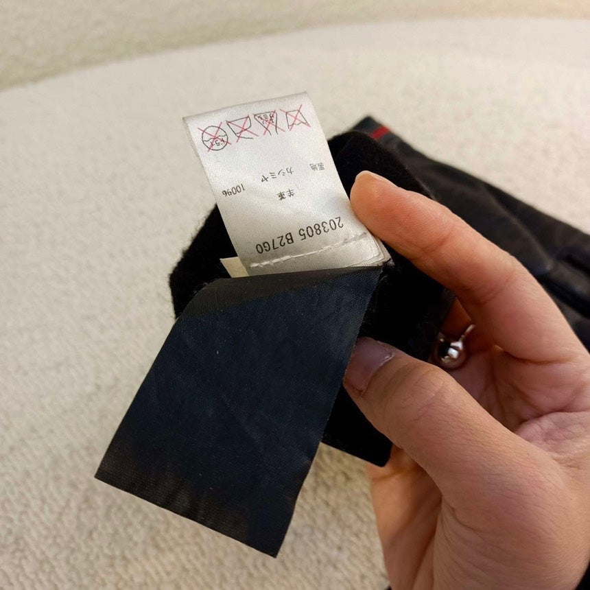 Gucci Black Leather Warm Gloves Winter Accessories