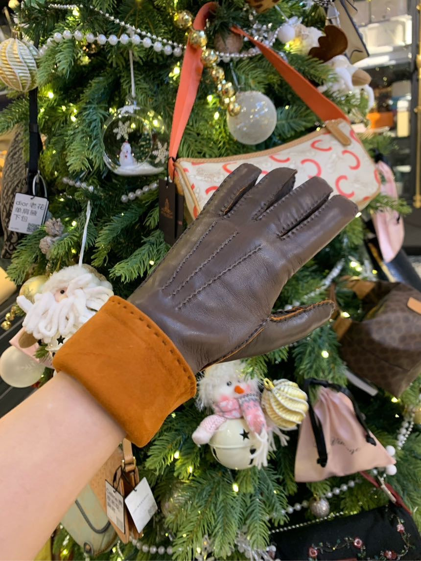 Hermes Vintage Sheepskin Gloves Chocolate Brown