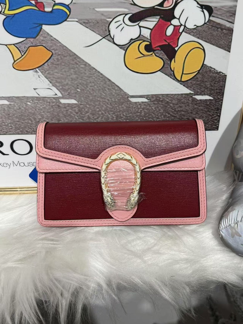 Gucci Dionysus Mini Bag in Burgundy and Pink Leather - Preloved Designer Mini Bag