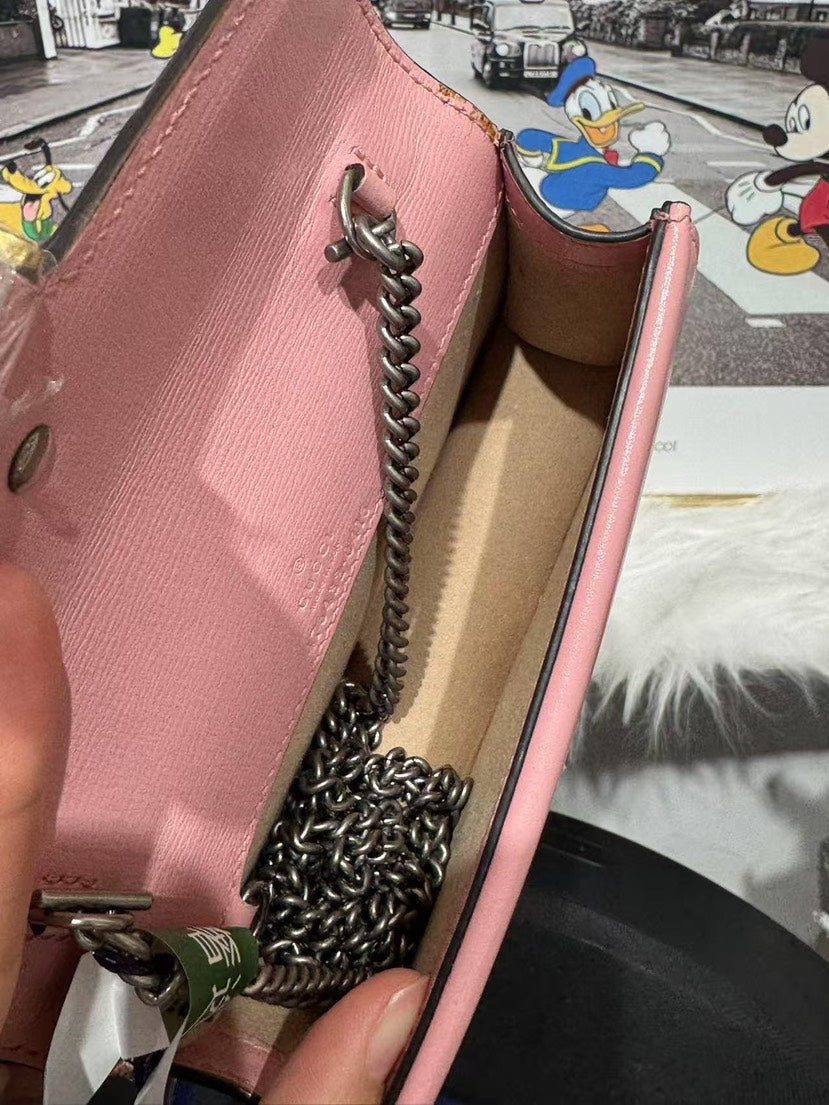 Gucci Dionysus Mini Bag in Burgundy and Pink Leather - Preloved Designer Mini Bag