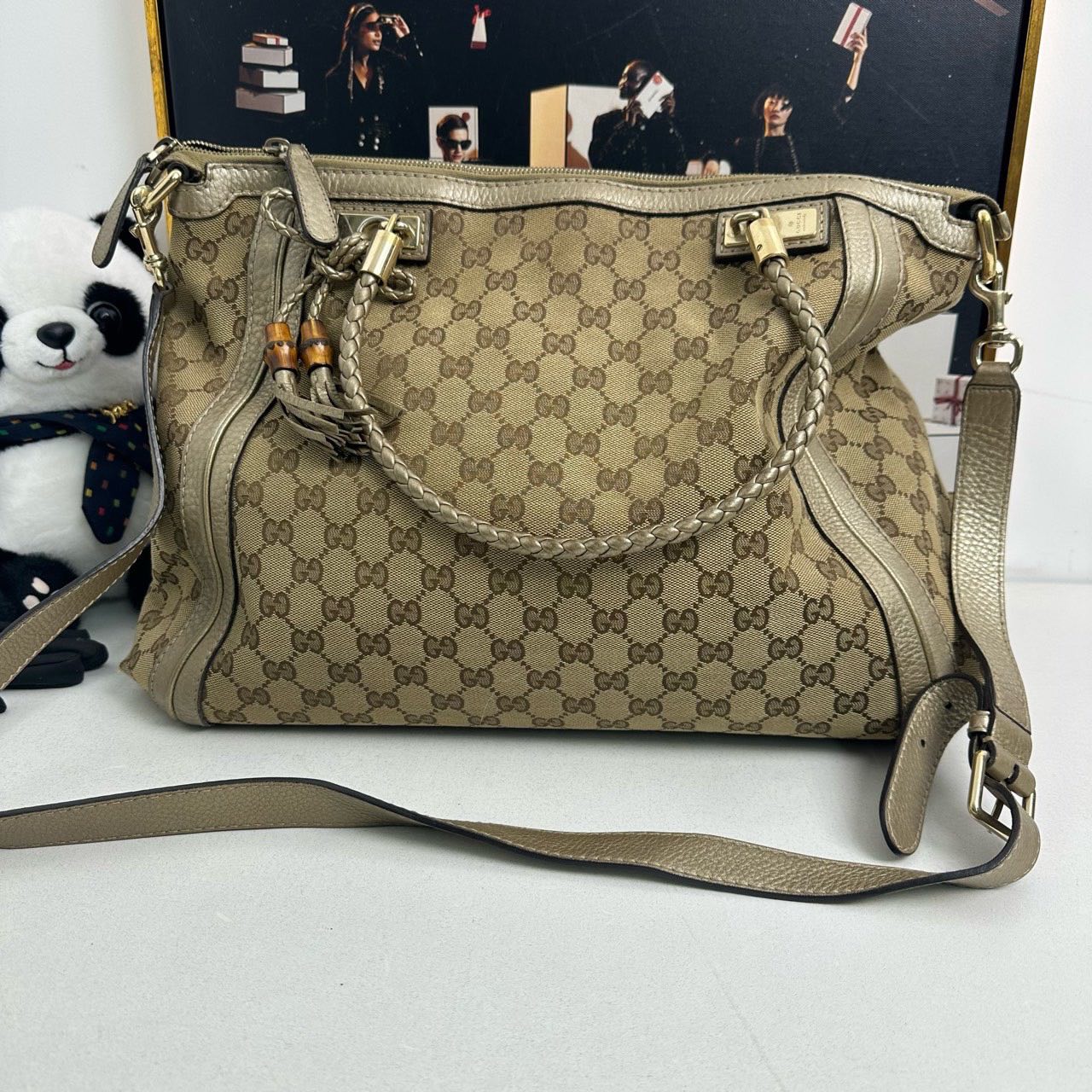 Gucci GG Canvas Beige Two-Way Satchel Bag