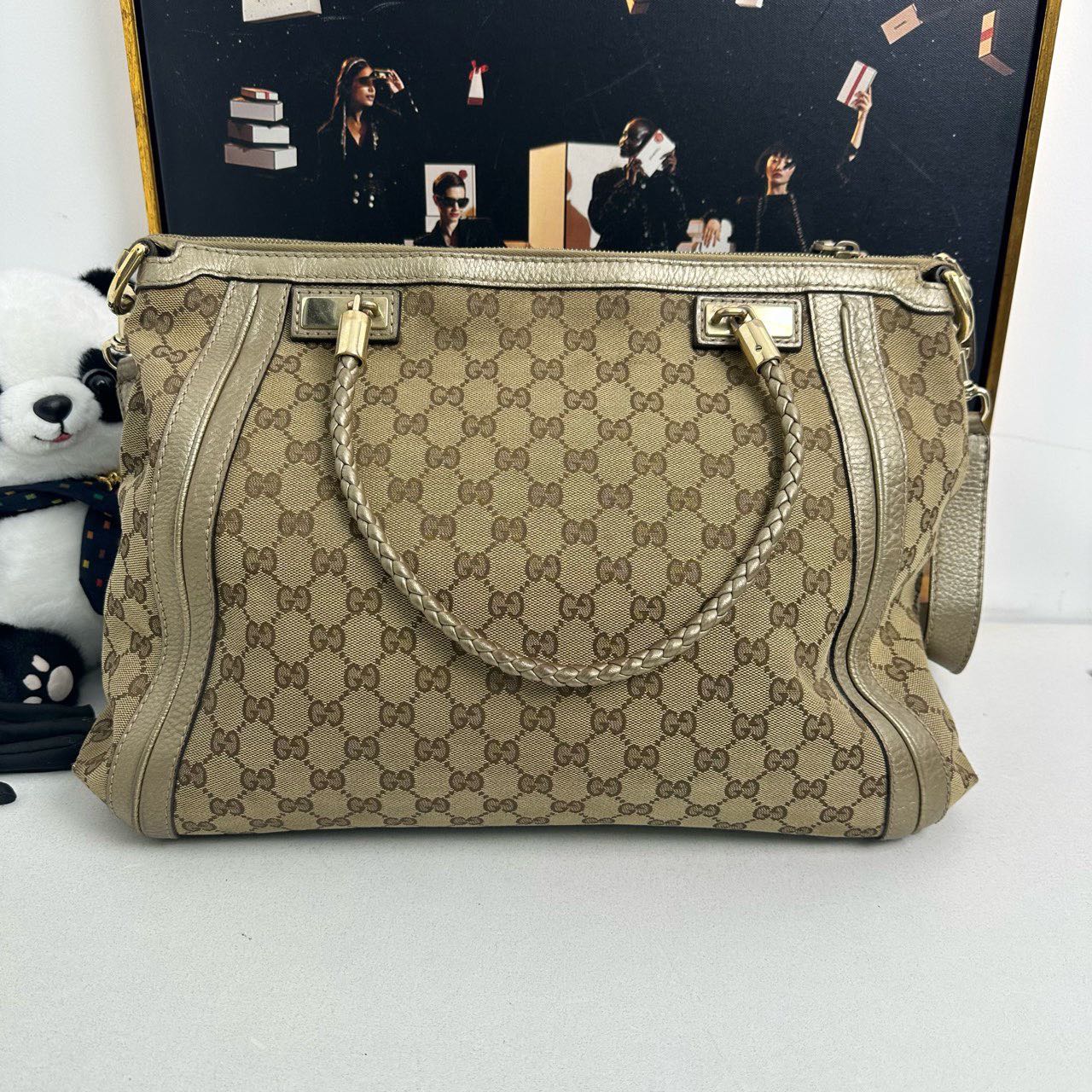Gucci GG Canvas Beige Two-Way Satchel Bag