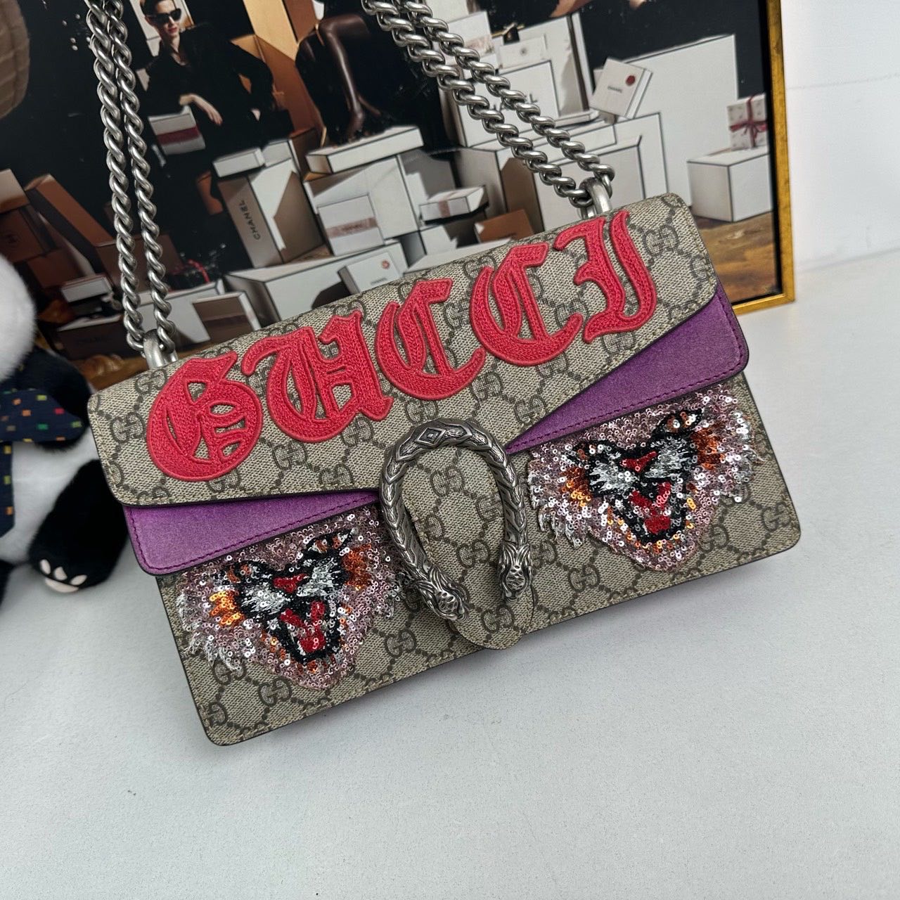 Gucci Dionysus GG Supreme Beige Shoulder Bag