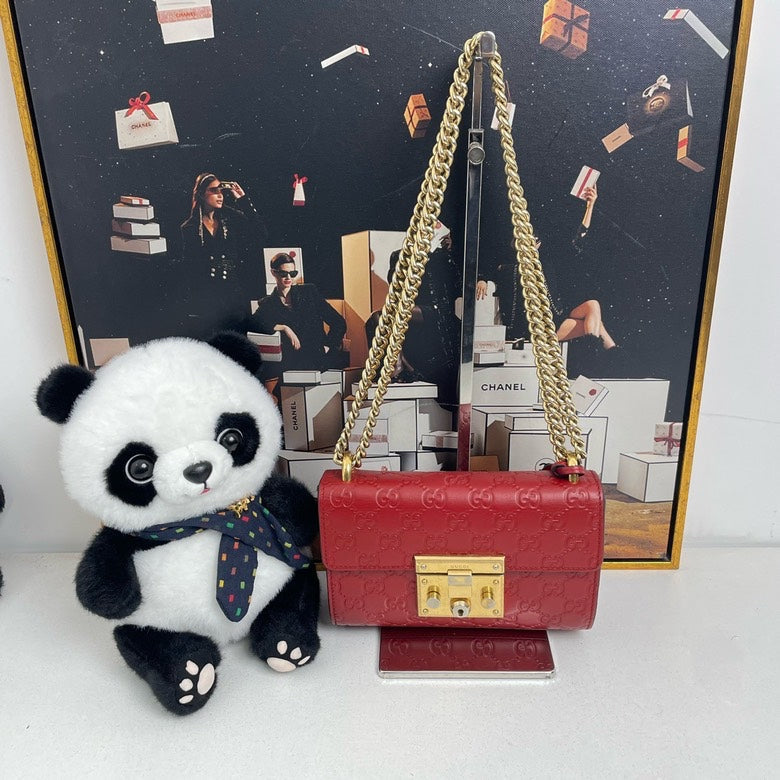Gucci Padlock Small Shoulder Bag Red Leather