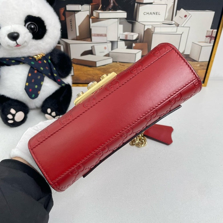 Gucci Padlock Small Shoulder Bag Red Leather