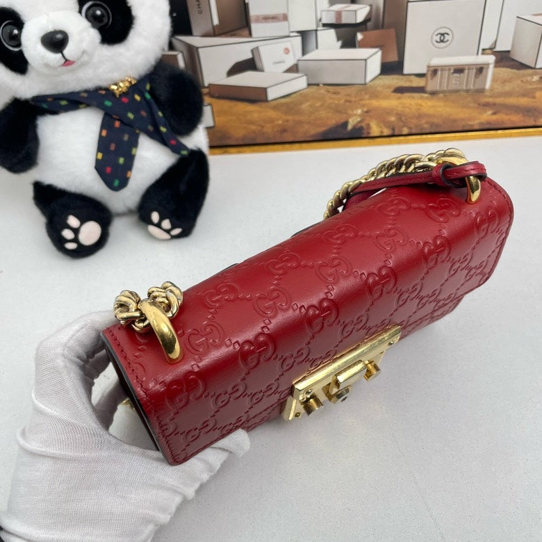 Gucci Padlock Small Shoulder Bag Red Leather