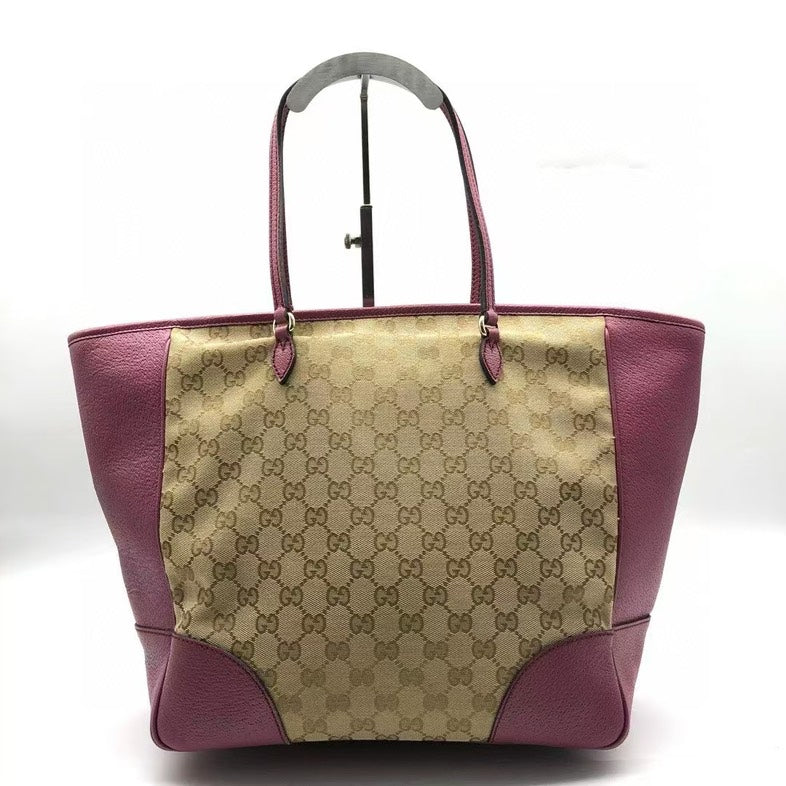 Gucci Preloved GG Canvas Pink Leather Tote Bag CC0150