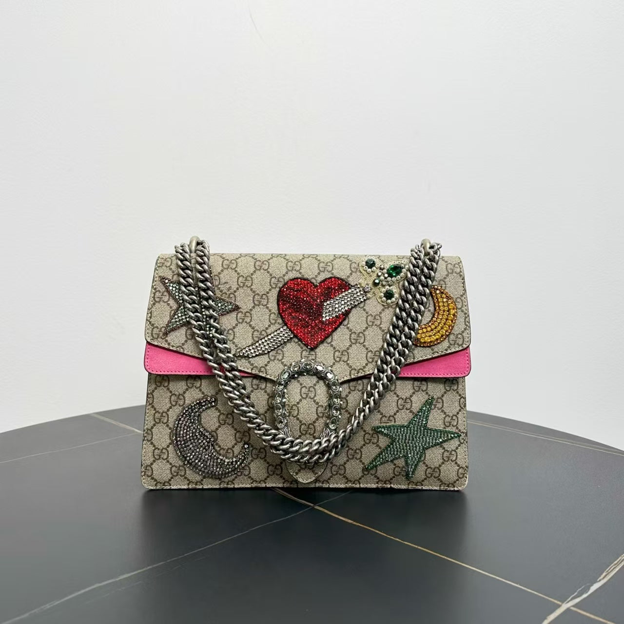 Gucci Dionysus Shoulder Bag Beige Canvas with Embellishments