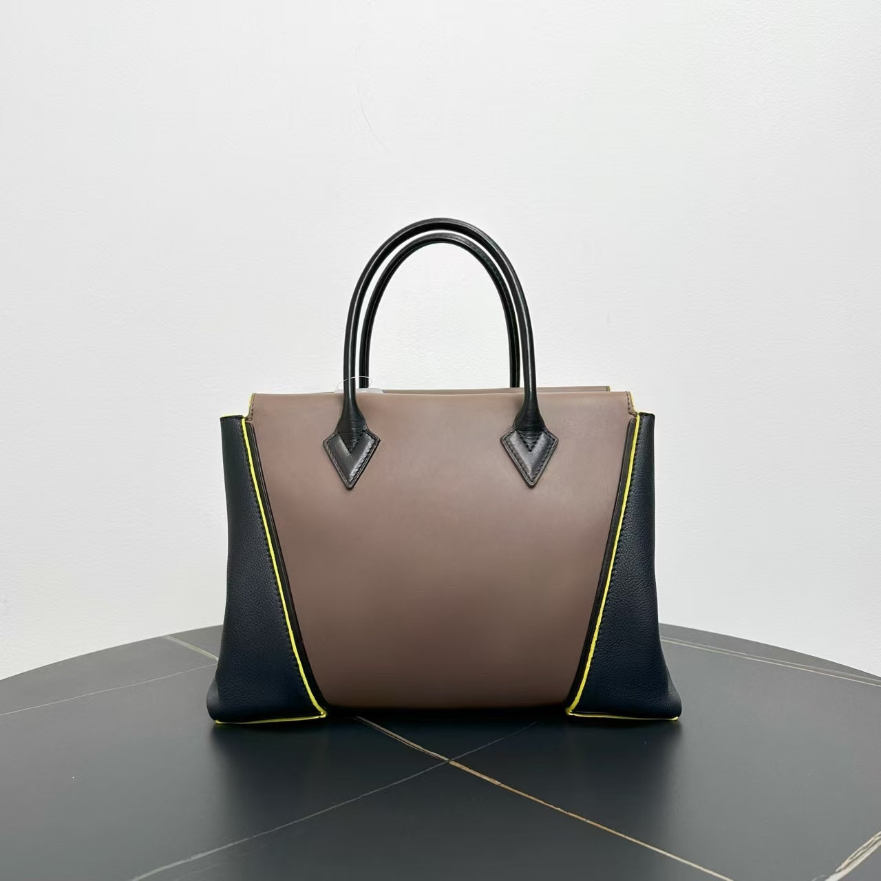 Louis Vuitton Capucines PM Tote Bag in Taupe and Black Leather