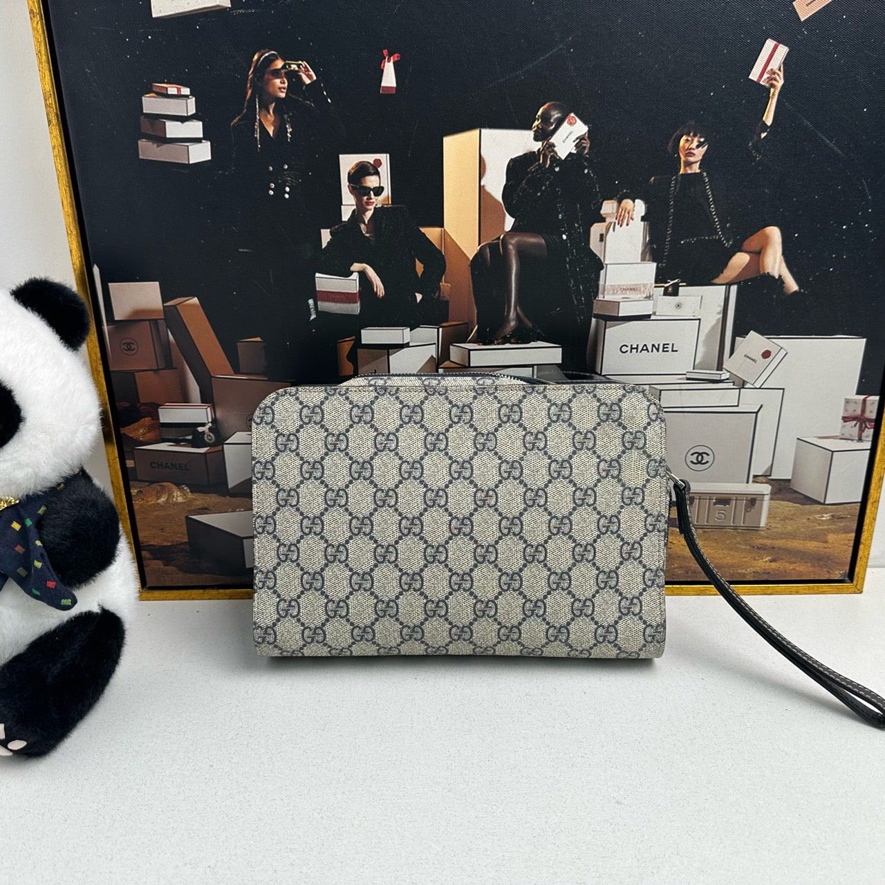 Gucci GG Monogram Beige Canvas Clutch Clutches