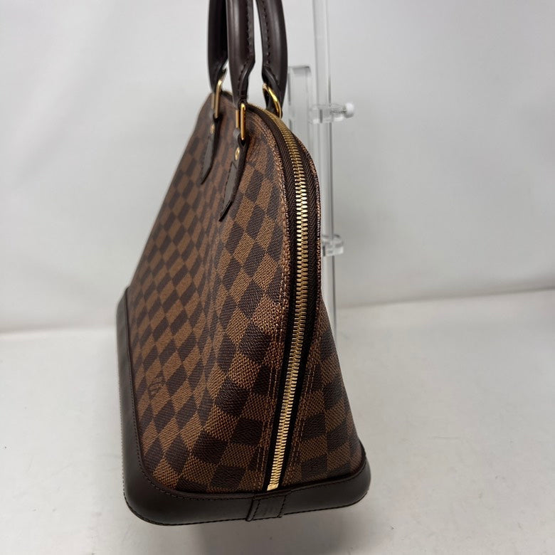 Louis Vuitton Alma Damier Ebene Leather Handbag - Preloved, Top Handle, Brown