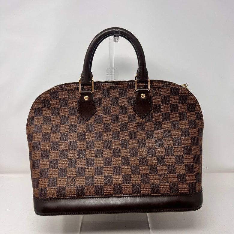 Louis Vuitton Alma Damier Ebene Leather Handbag - Preloved, Top Handle, Brown