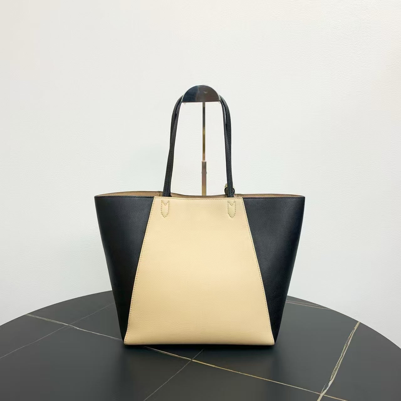 Louis Vuitton Colorblock Tote Bag Black/Beige Leather