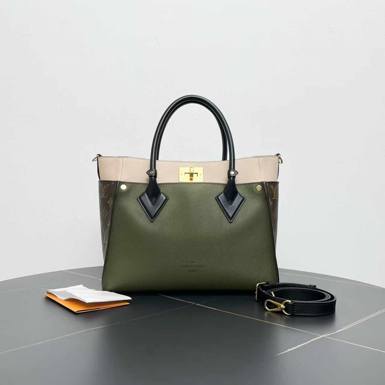Louis Vuitton Green/Beige/Monogram Color-Block Two-Way Shoulder Bag