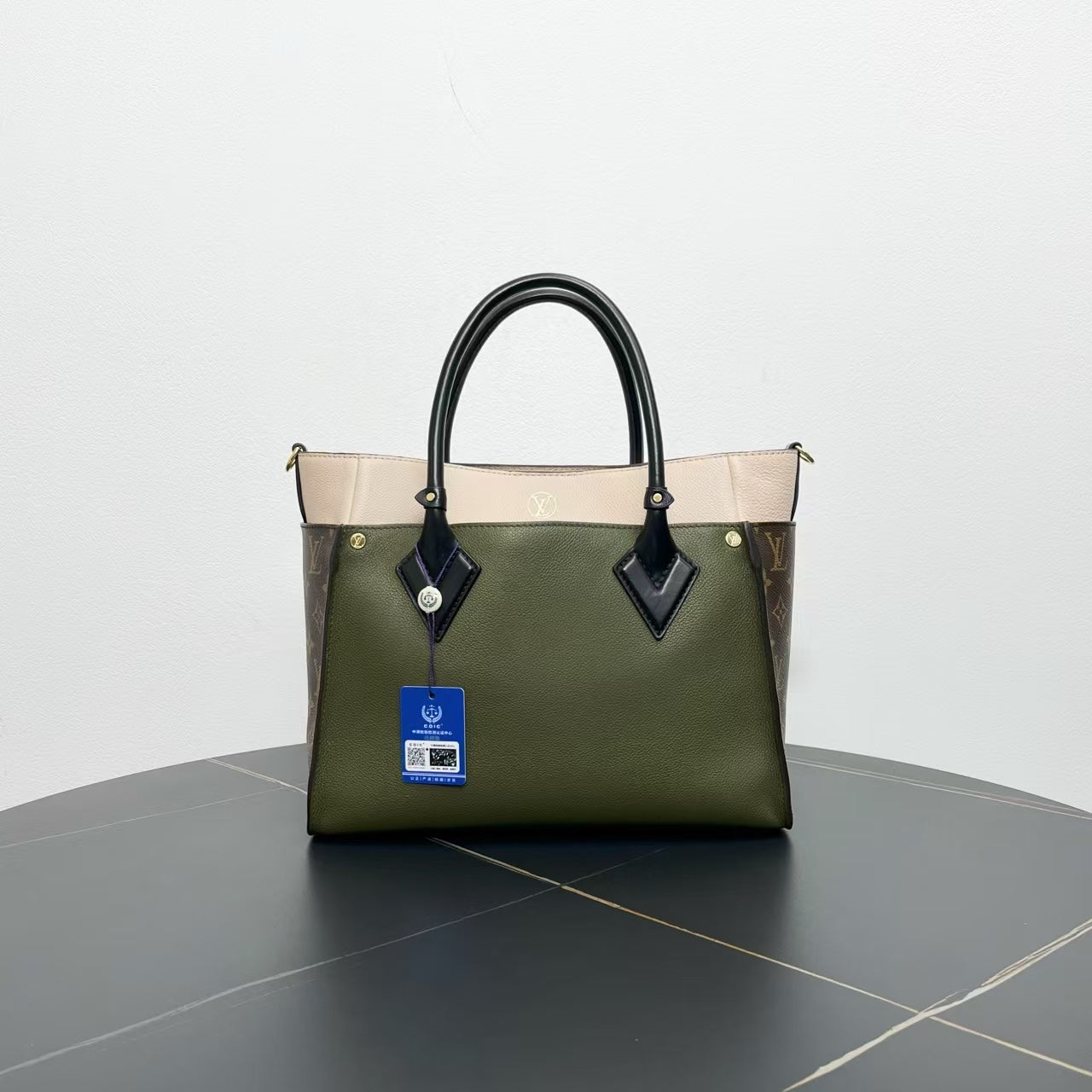 Louis Vuitton Green/Beige/Monogram Color-Block Two-Way Shoulder Bag