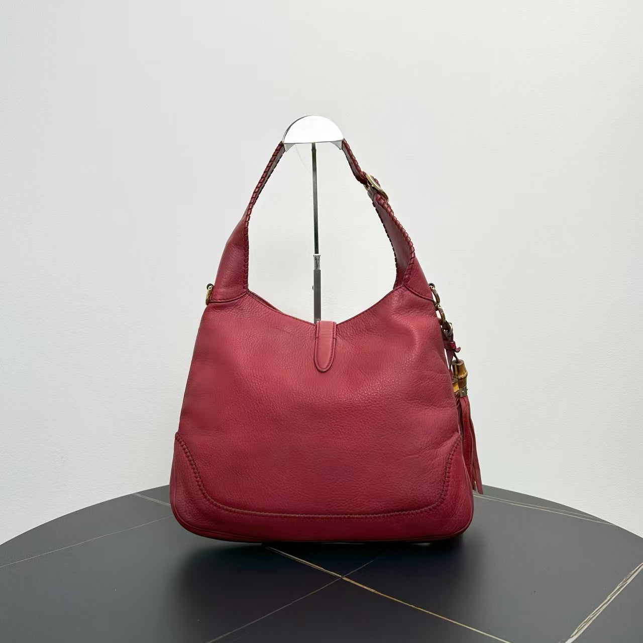 Gucci Red Leather Hobo Tote Bag