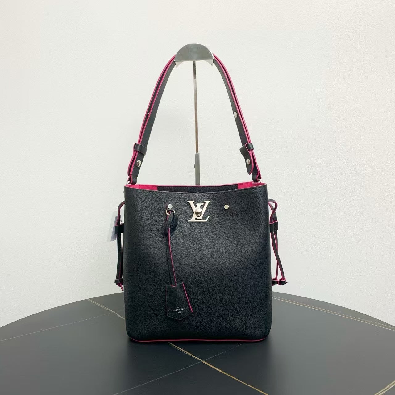 Louis Vuitton Black and Pink Bucket Bag - Preloved Designer Handbag