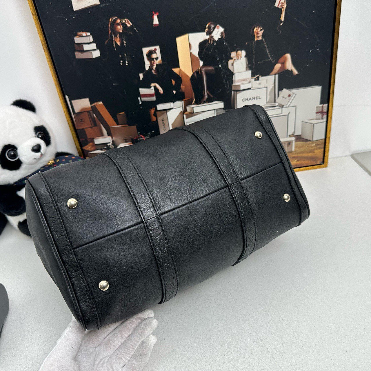 Gucci Black Leather Boston Top Handle Bag (Pre-Loved, No Strap)