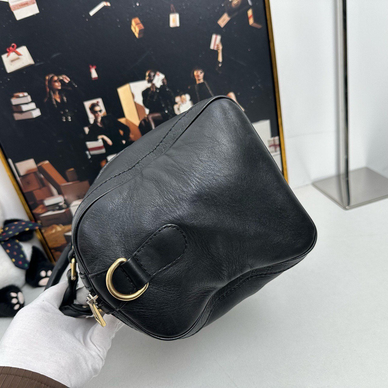 Gucci Black Leather Boston Top Handle Bag (Pre-Loved, No Strap)