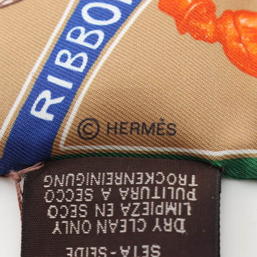 Hermes Twilly Funny Ice Cream Scarf Silk Beige Multicolor