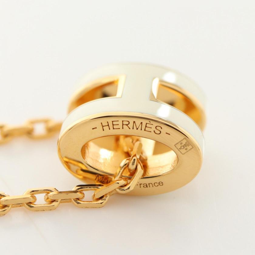 HERMES Mini Pop H Necklace Off White Gold Pre-loved 961718