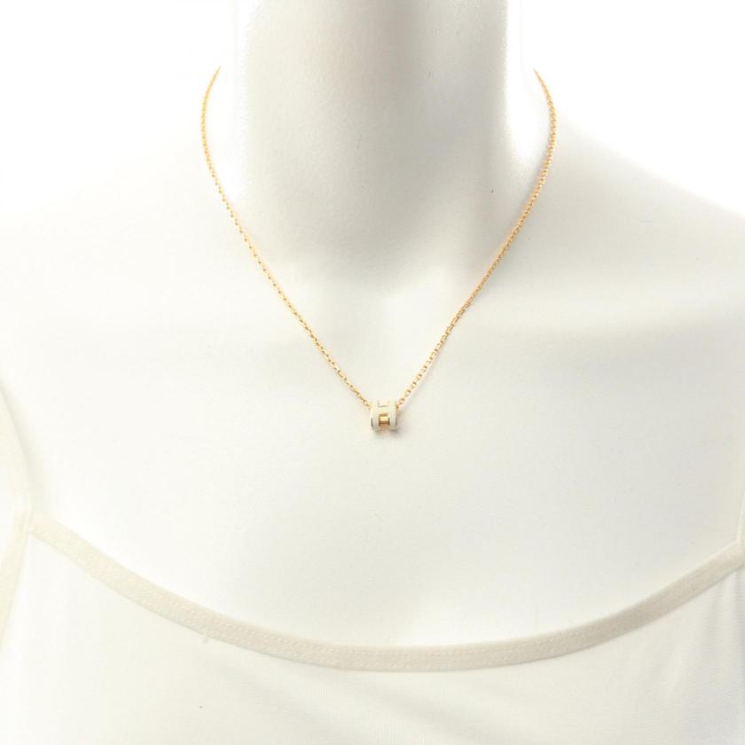 HERMES Mini Pop H Necklace Off White Gold Pre-loved 961718
