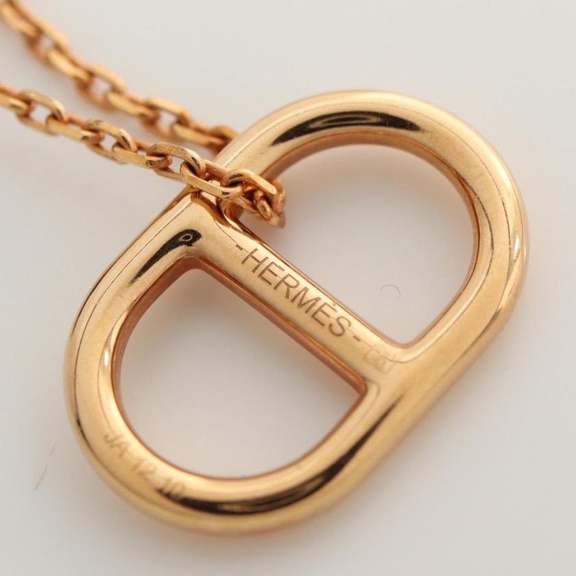 HERMES Omaillon au maillon Chaîne d'Ancre Necklace Pink Gold Gray Brown