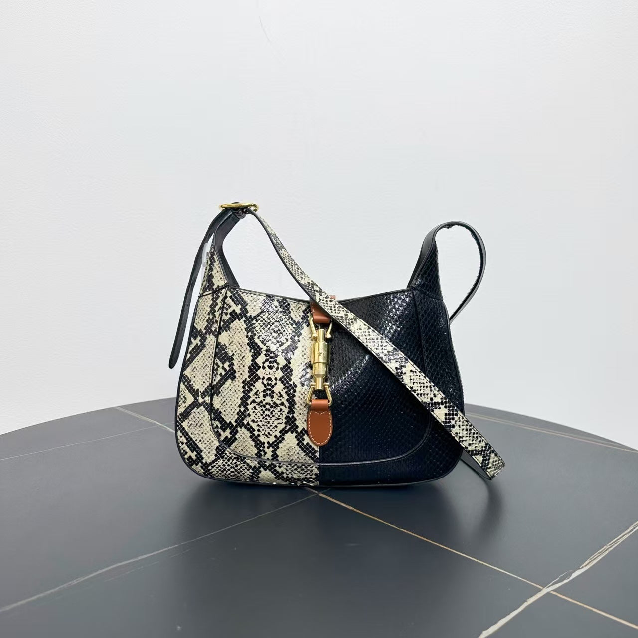 Gucci Jackie Python Black Shoulder Bag
