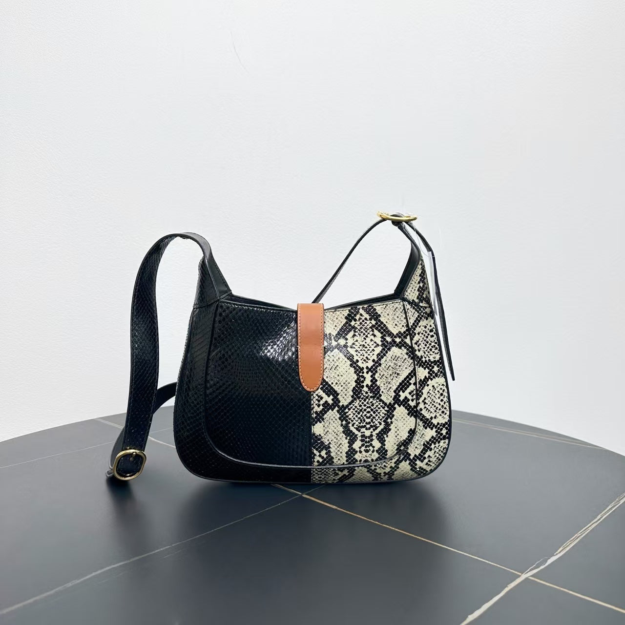 Gucci Jackie Python Black Shoulder Bag