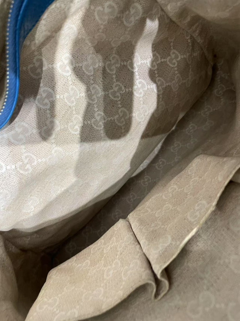 Gucci Blue Bamboo Handle Top Handle Bag