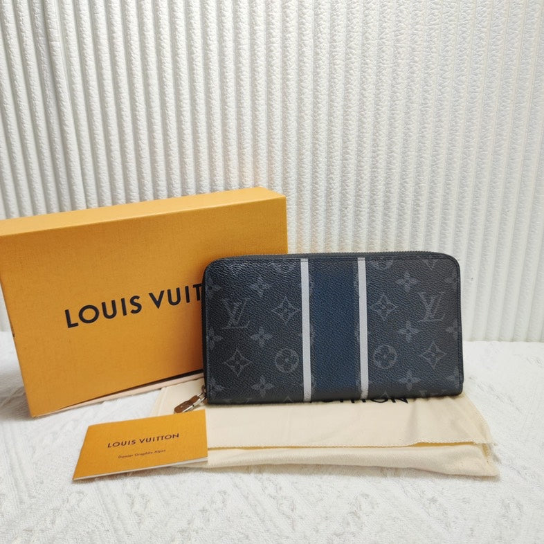 Full Set Preloved Louis Vuitton Monogram Eclipse Clutch Wallet Black