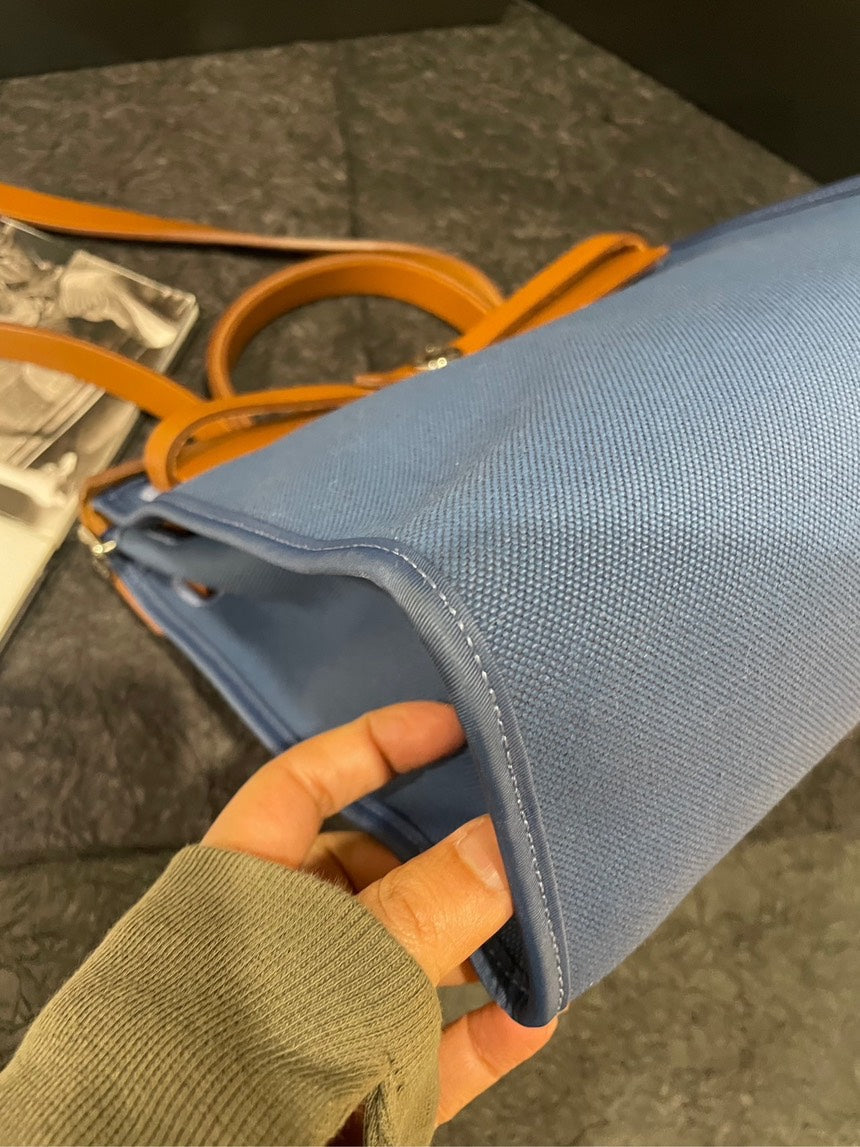 Hermes Herbag31 Carved Yellow Brown and Brighton Blue Satchel Bag