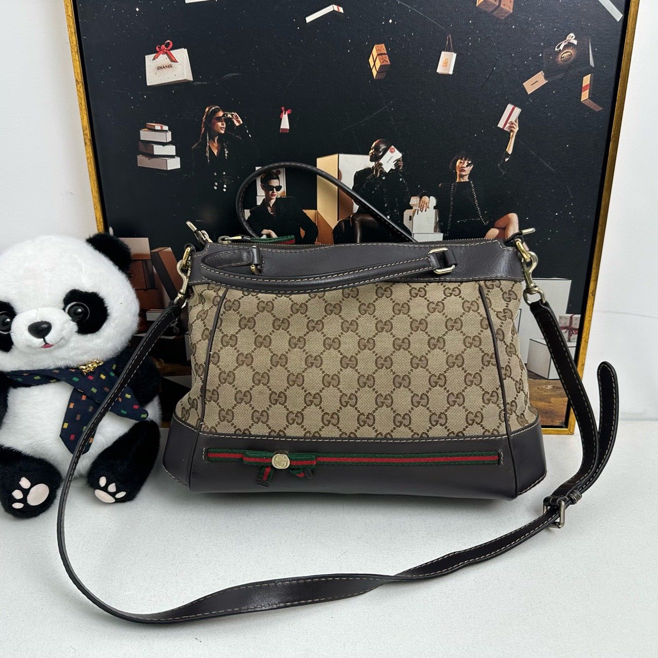 Gucci GG Supreme Canvas Brown Two-Way Bag - Satchel/Top Handle Bag