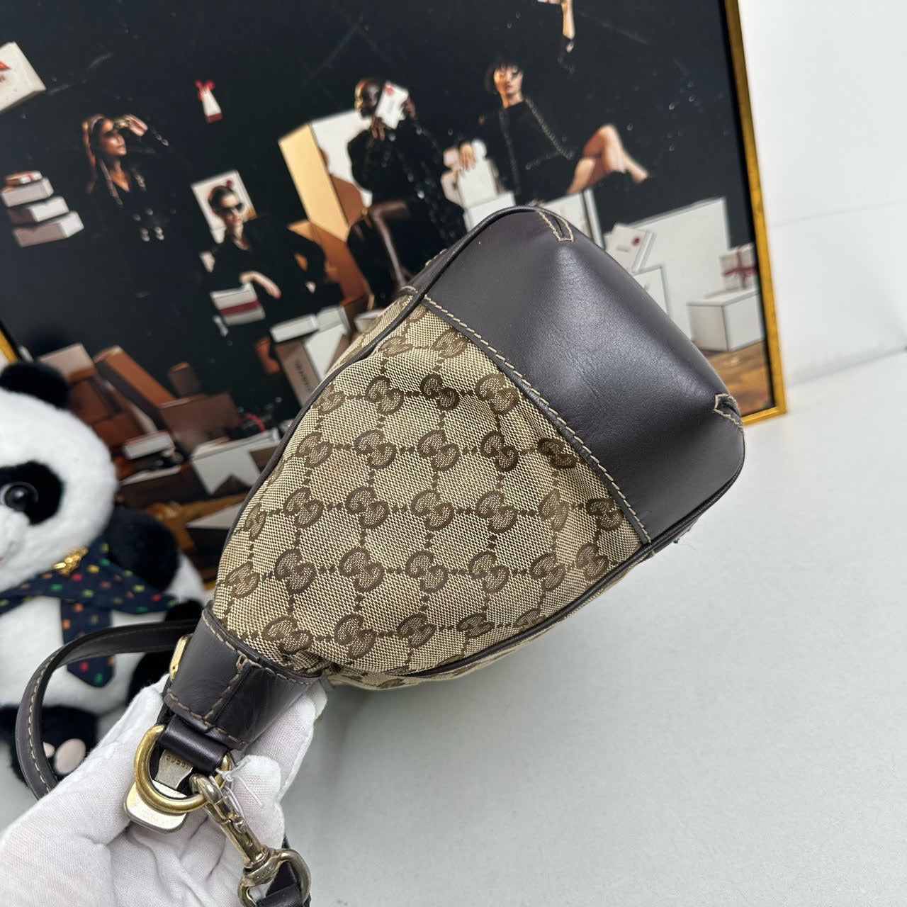Gucci GG Supreme Canvas Brown Two-Way Bag - Satchel/Top Handle Bag