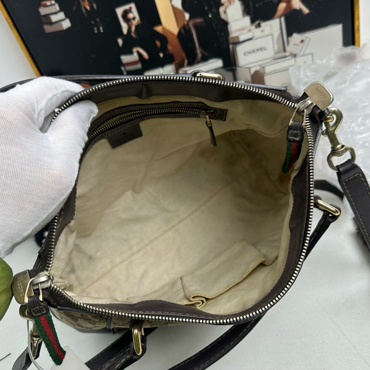 Gucci GG Supreme Canvas Brown Two-Way Bag - Satchel/Top Handle Bag