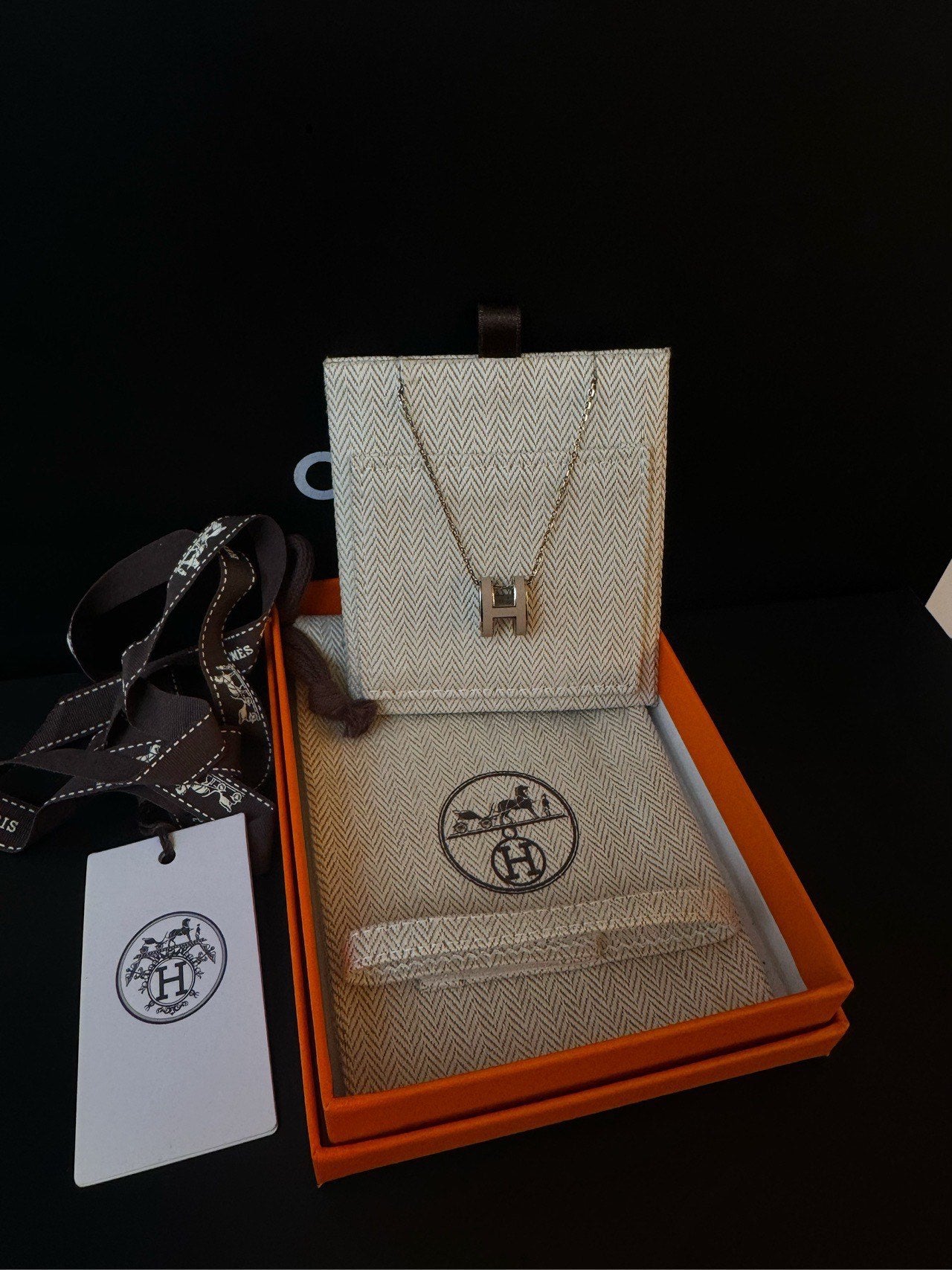 Hermes Large Milk Tea H Pop Necklace