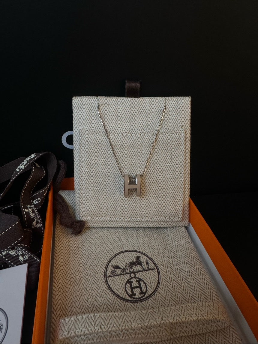 Hermes Large Milk Tea H Pop Necklace