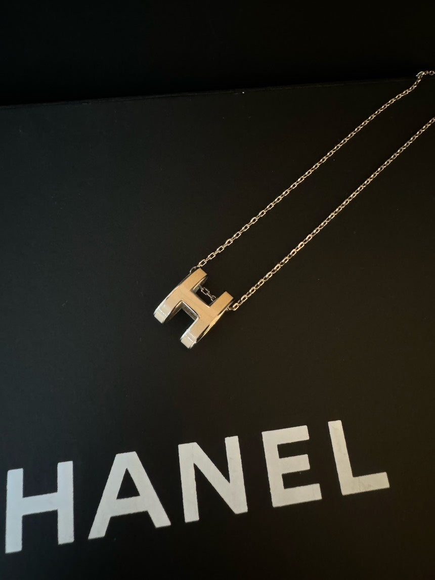 Hermes Large Milk Tea H Pop Necklace