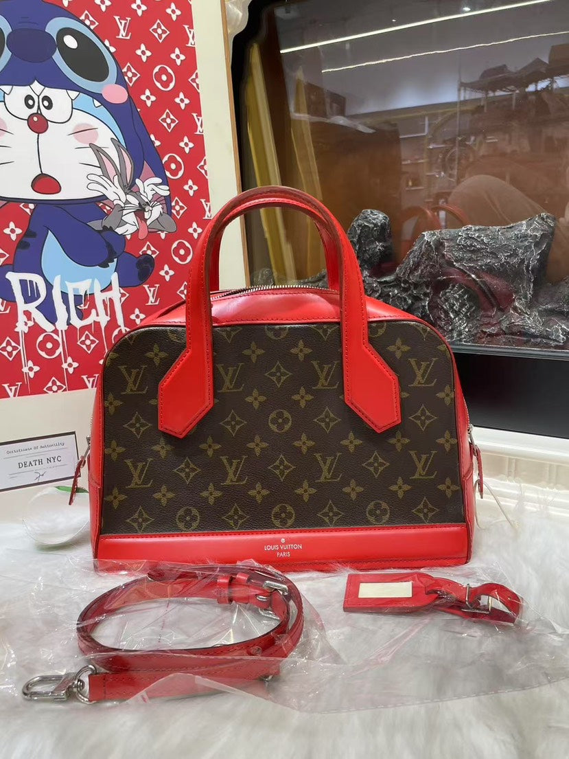 Louis Vuitton Alma Monogram Brown Red Shoulder Bag - Preloved