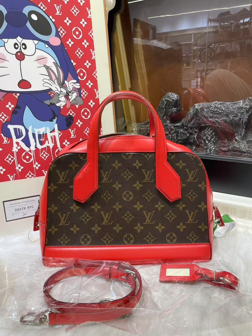 Louis Vuitton Alma Monogram Brown Red Shoulder Bag - Preloved