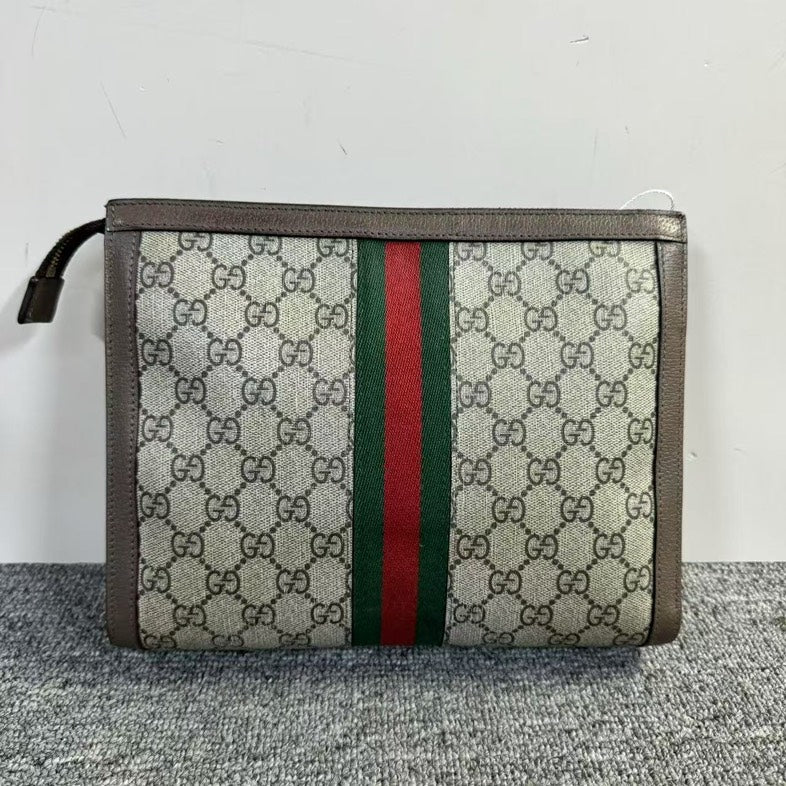 Gucci Ophidia GG Supreme Canvas Beige Clutch