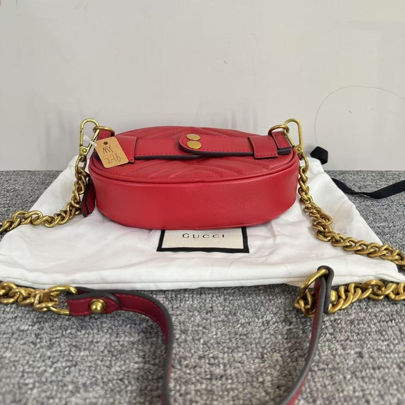 Gucci GG Marmont Red Leather Belt Bum Bag - Preloved