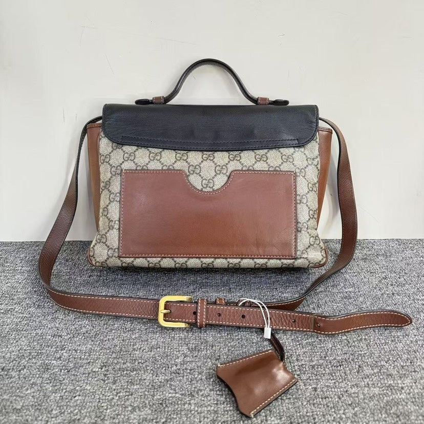 Gucci Preloved Padlock Bag Black/Brown GG Canvas Shoulder Bag