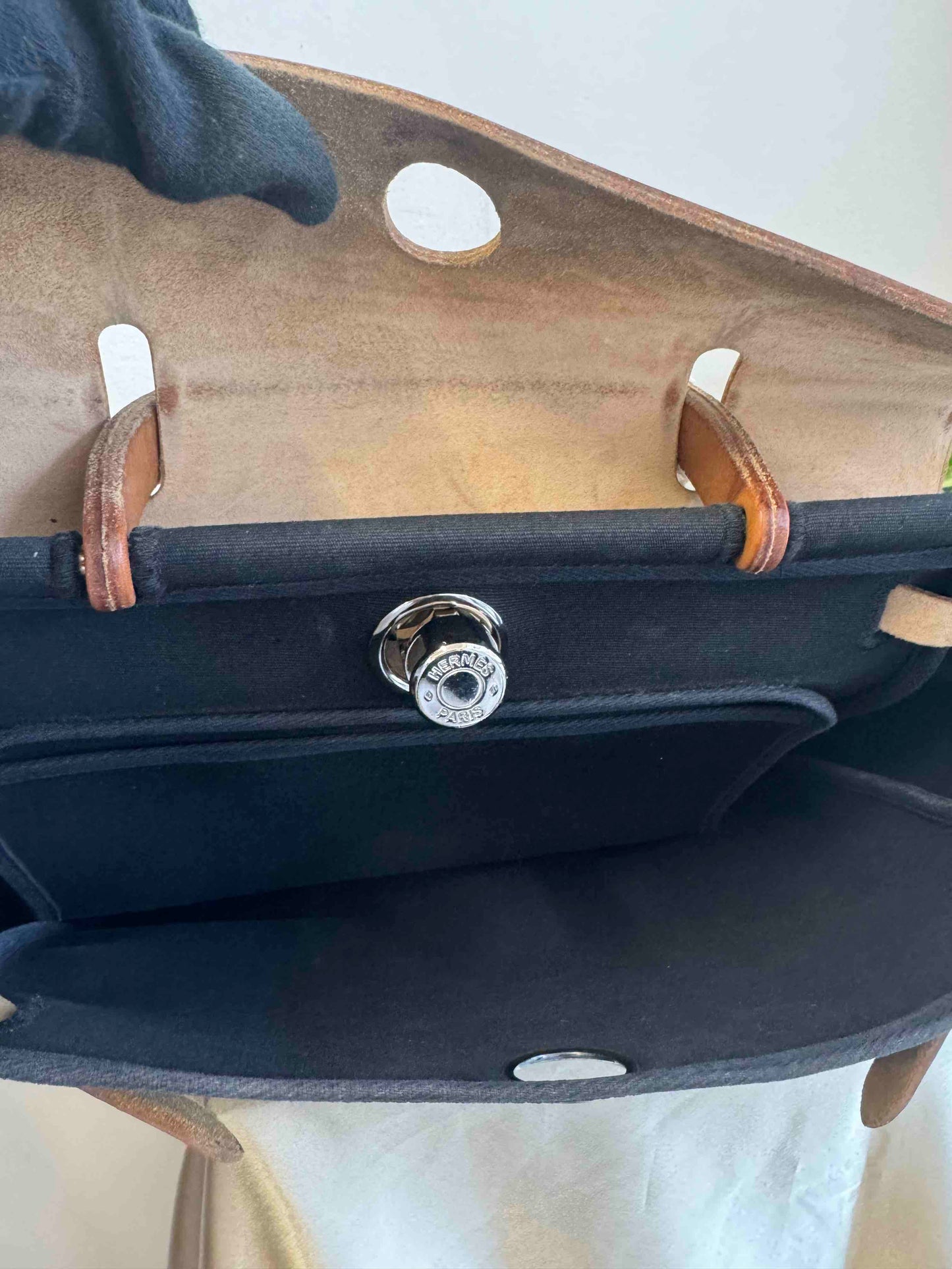 Hermes Herbag Zip 31 Black Canvas Top Handle Bag