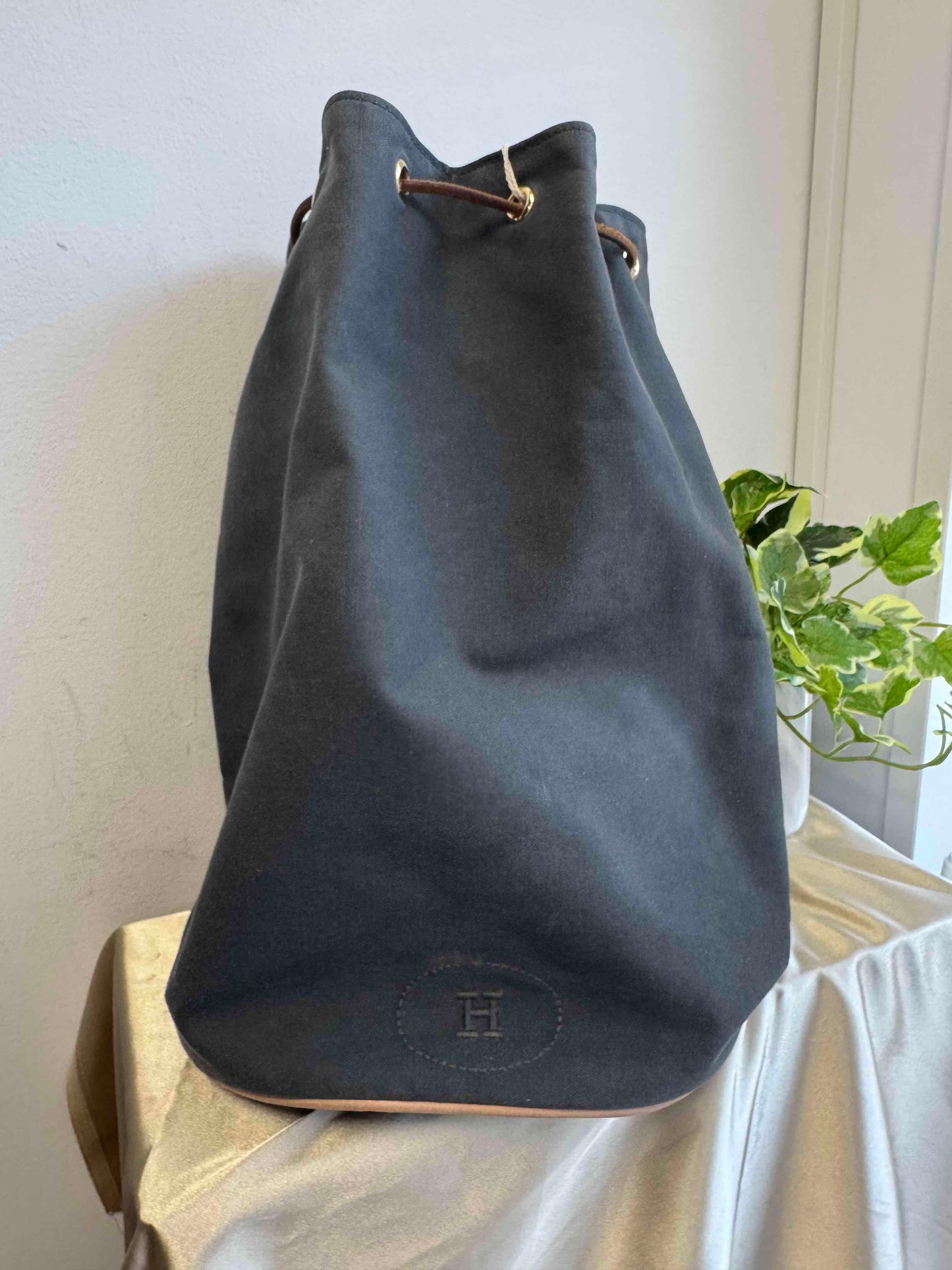 Hermes Polochon Bucket Bag in Black Canvas - Luxury Designer Accessory