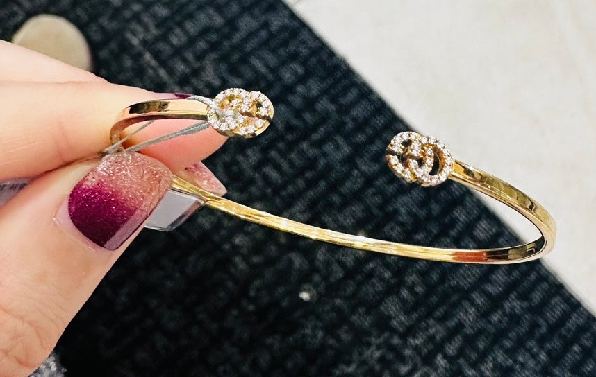 Gucci Double G Diamond Bracelet K18YG TR3411 Gold Bracelet