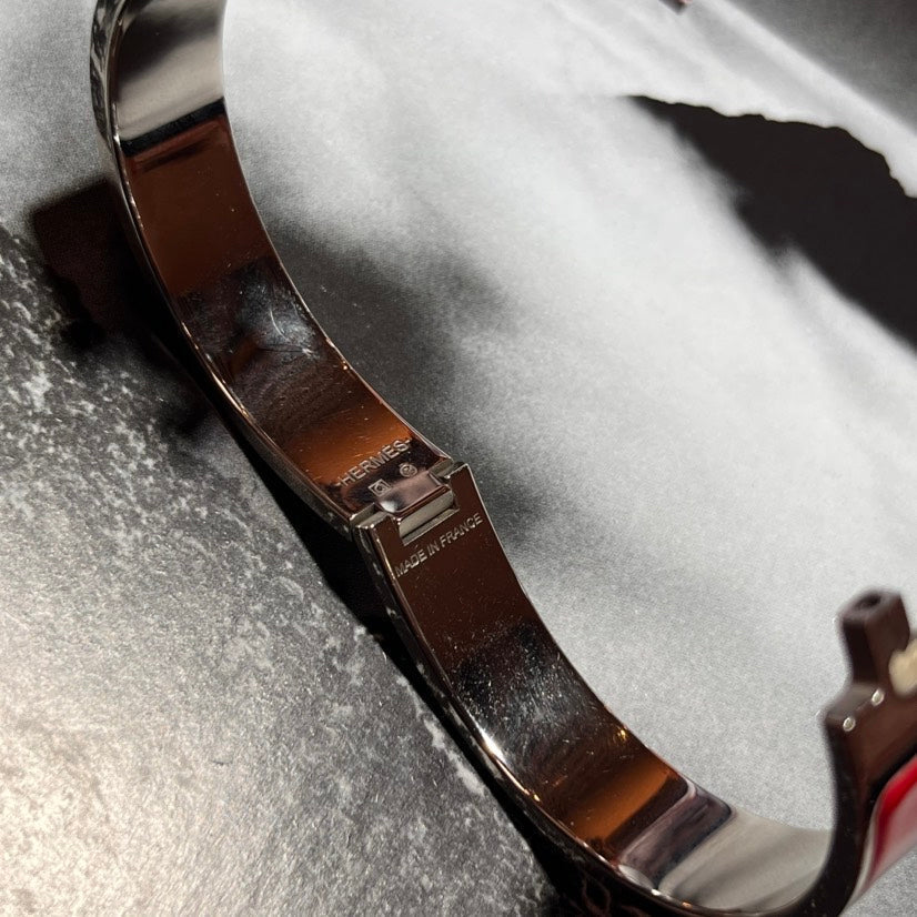 Hermes Clic Clac H Bracelet Red Silver Plated Jewelry