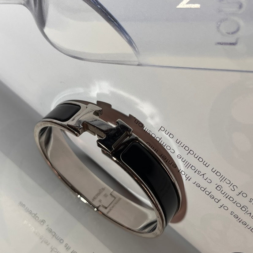 Hermes Clic H Bracelet Black Silver Bracelets