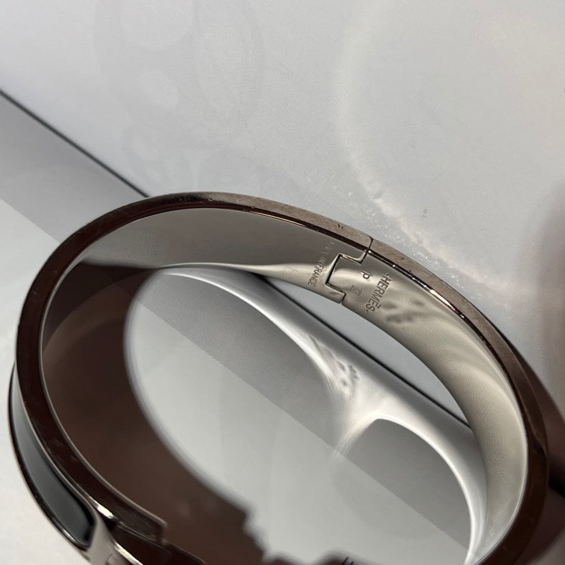Hermes Clic H Bracelet Black Silver Bracelets